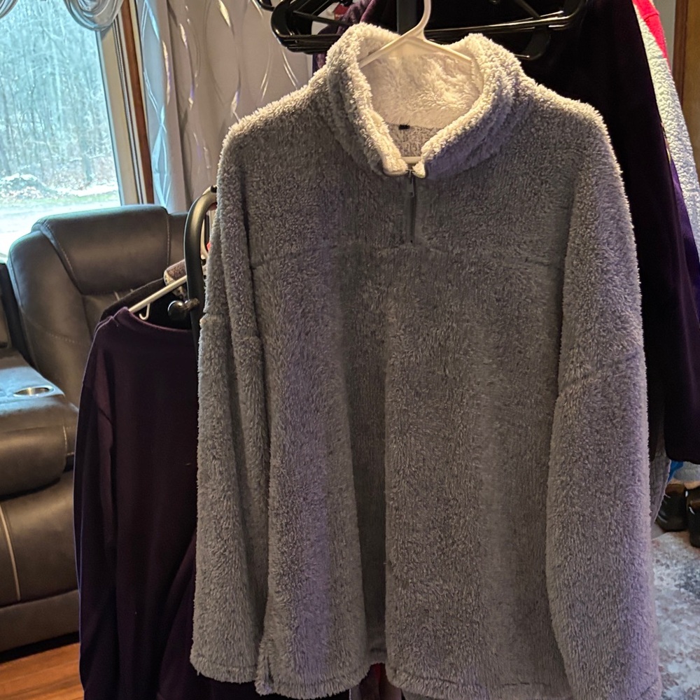 Cozy Gray Fleece Pullover
